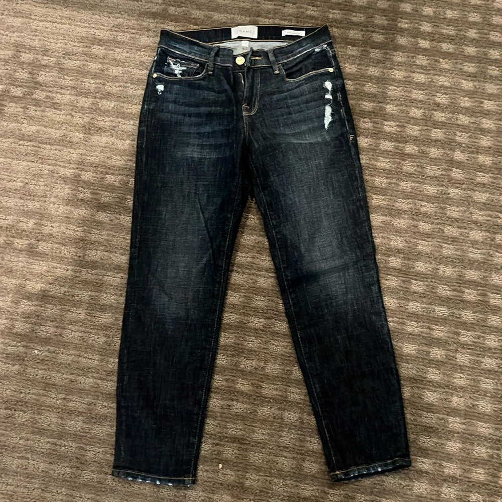 Frame Denim Black Ankle Cropped Jeans
